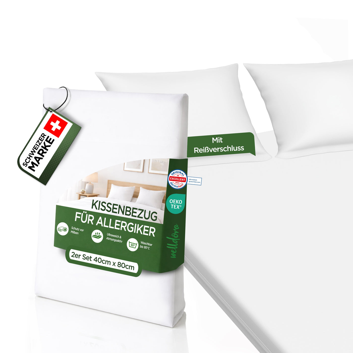 Premium Milbenbezug für Kissen – Encasing (2er-Pack)