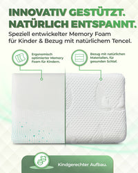 Flaches Kinderkissen aus Memory Foam mit 3D Tencel Bezug