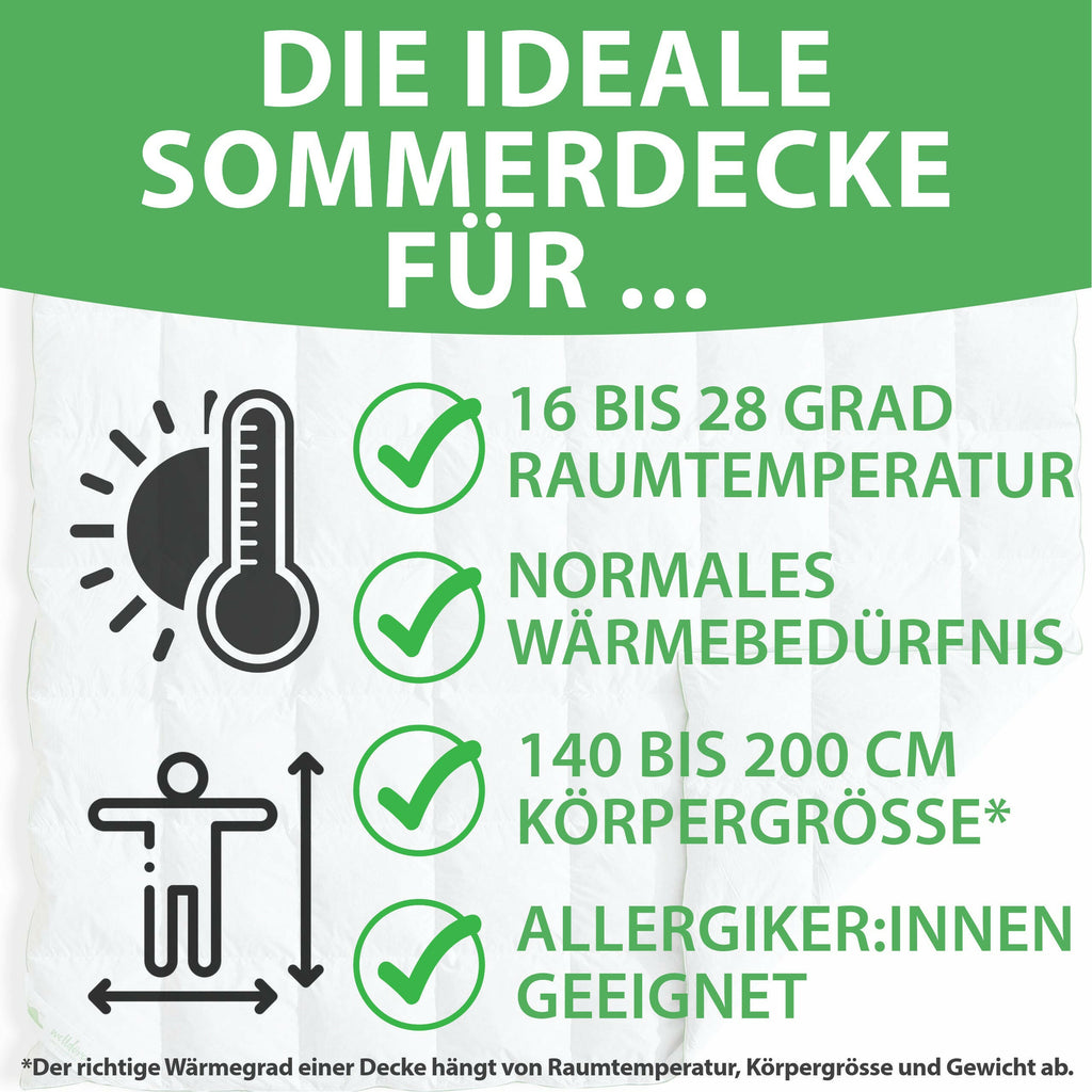 Welldora Komfort Bettdecke Sommer mit Daunen & Federn.