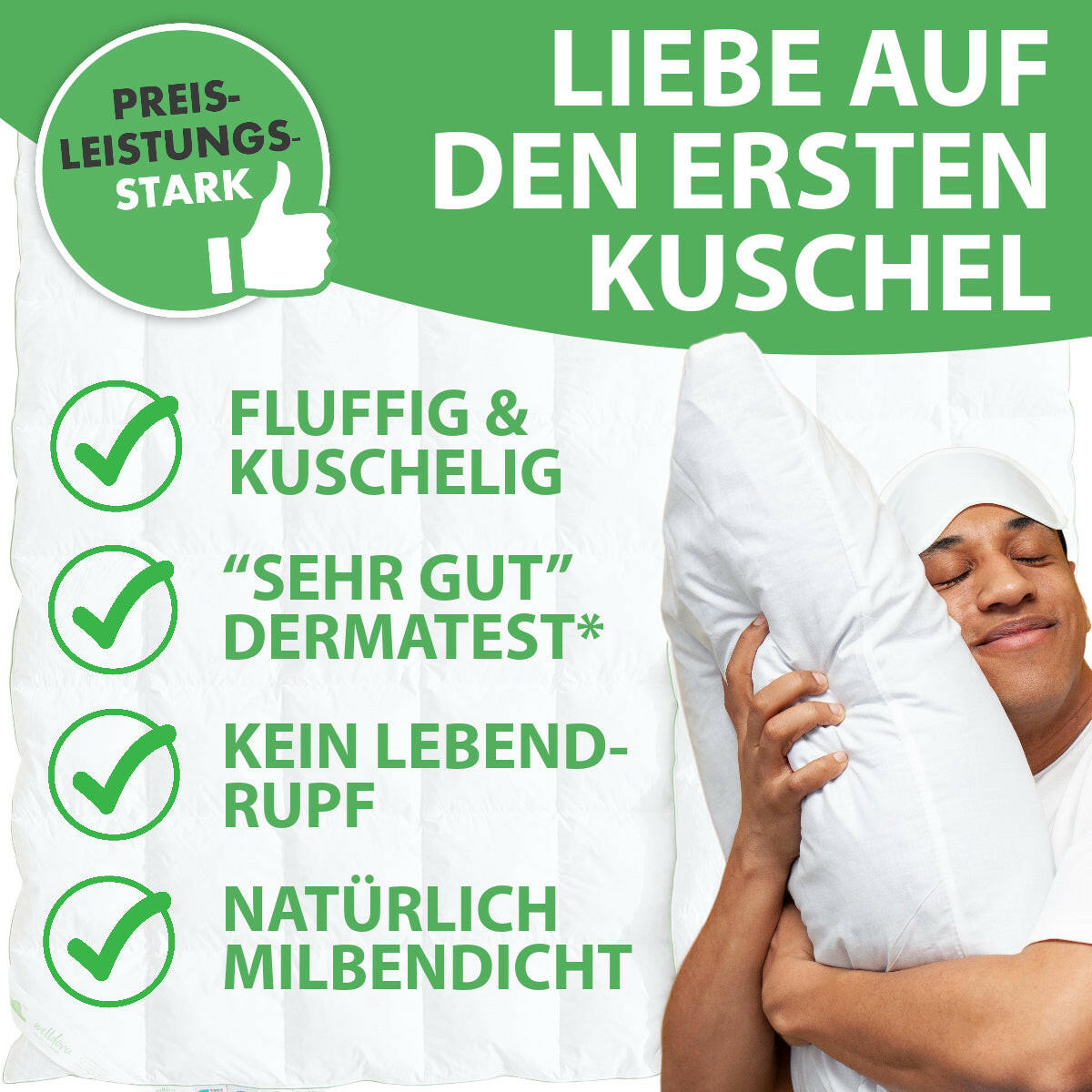 Welldora Komfort Bettdecke bauschig ganzjährig mit Daunen- & Federn.
