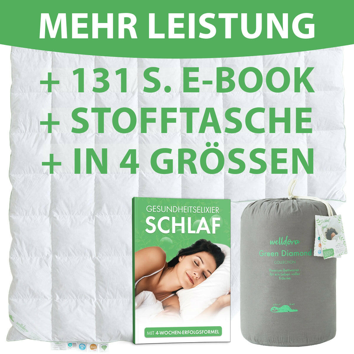 Welldora Komfort Bettdecke bauschig ganzjährig mit Daunen- & Federn.
