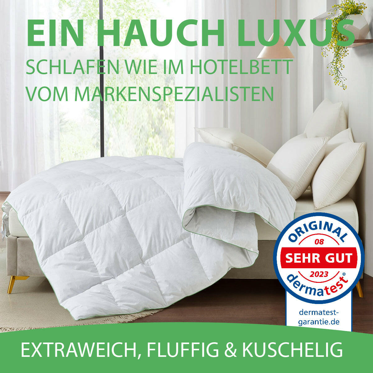 Welldora Komfort Bettdecke bauschig ganzjährig mit Daunen- & Federn.