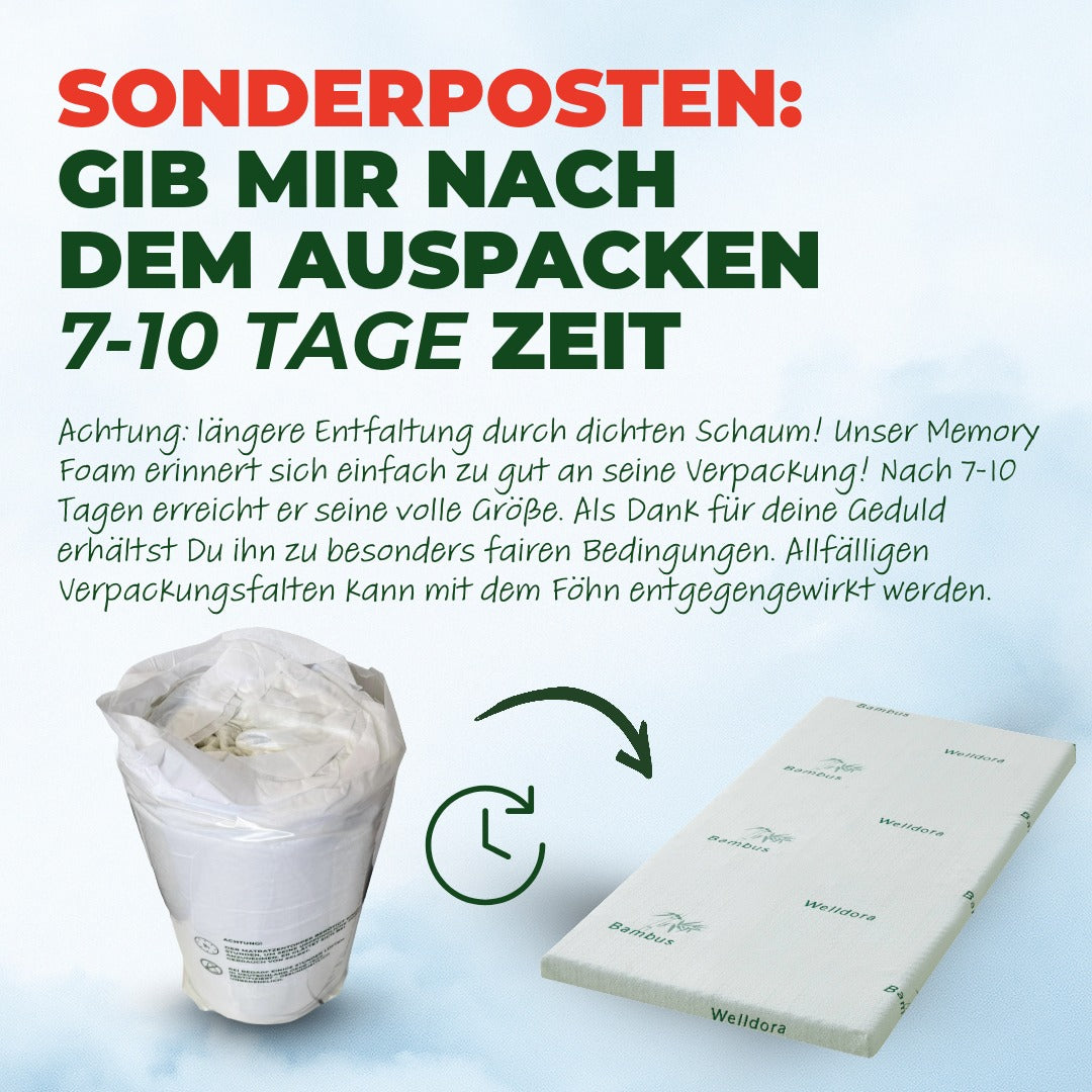 B-WARE: Komfort Topper Memory Foam - BRAUCHT 7–10 Tage, UM sich GANZ ZU ENTFALTEN