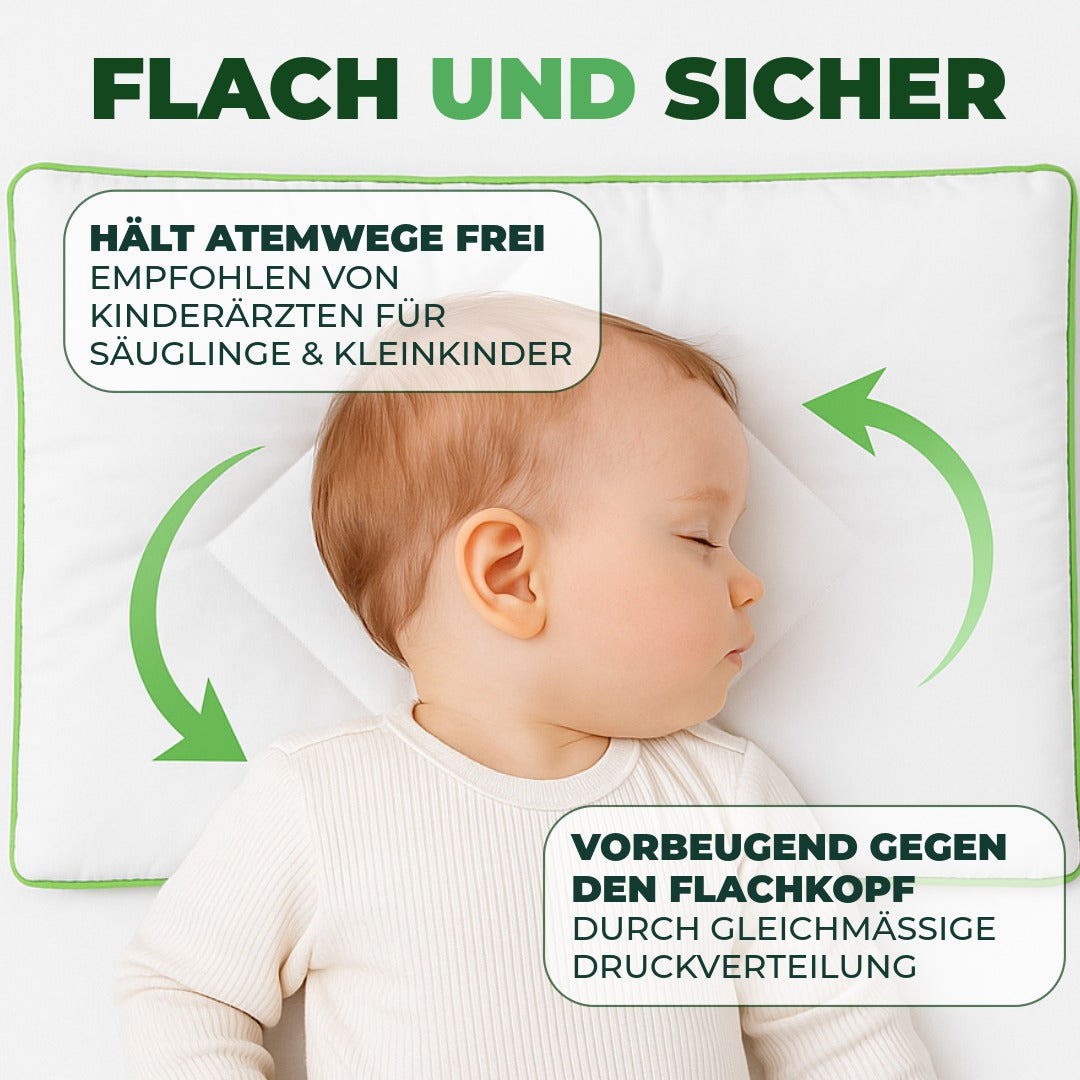 Welldora Kinderkissen 40x60 Cm – Flachkissen Für Kleinkinder (1–6+ Jahre) – Antibakteriell, Antiallergisch, Oeko-TEX® Zertifiziert – 100% Baumwollbezug – Waschbar – Schweizer Design Kinderkissen Flach