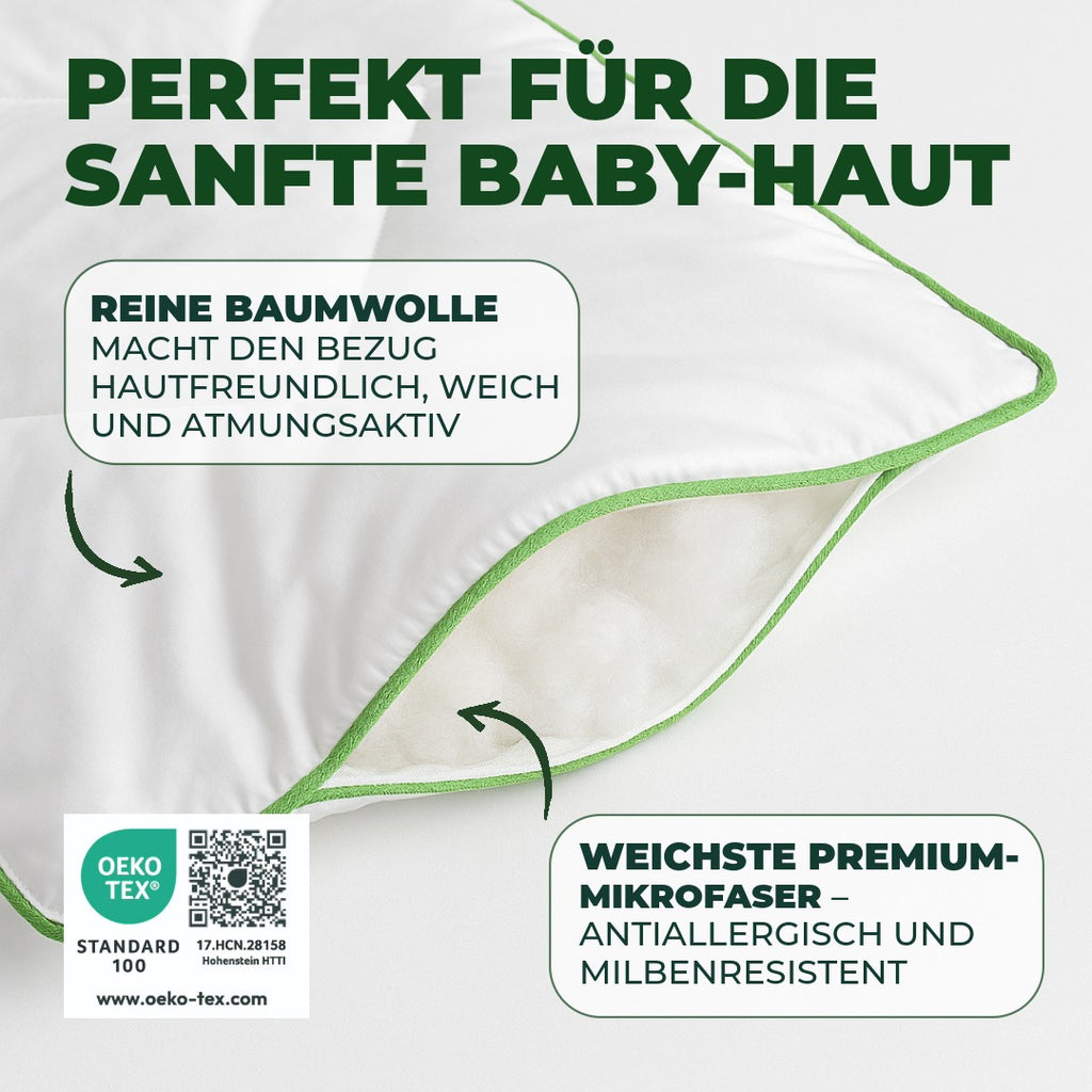 Flaches Kinderkissen mit 100% Baumwollbezug