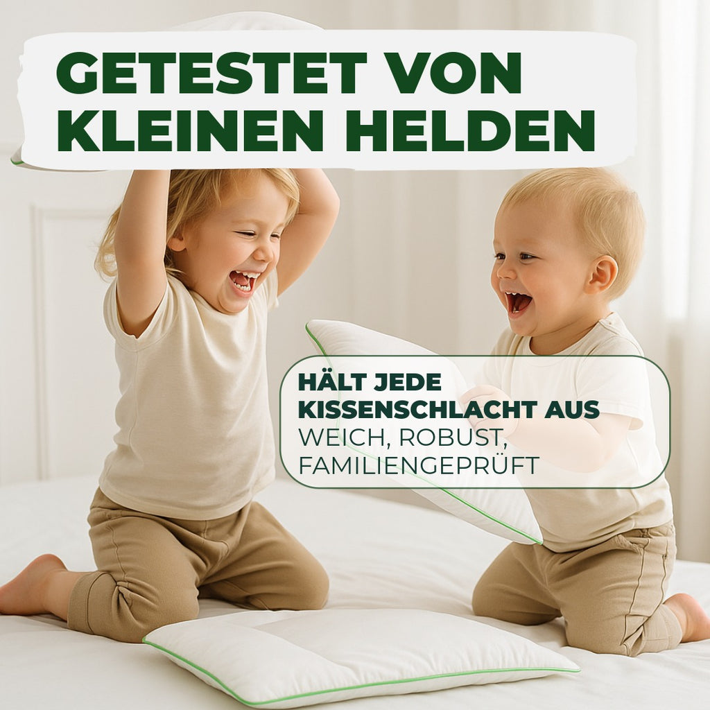 Flaches Kinderkissen mit 100% Baumwollbezug
