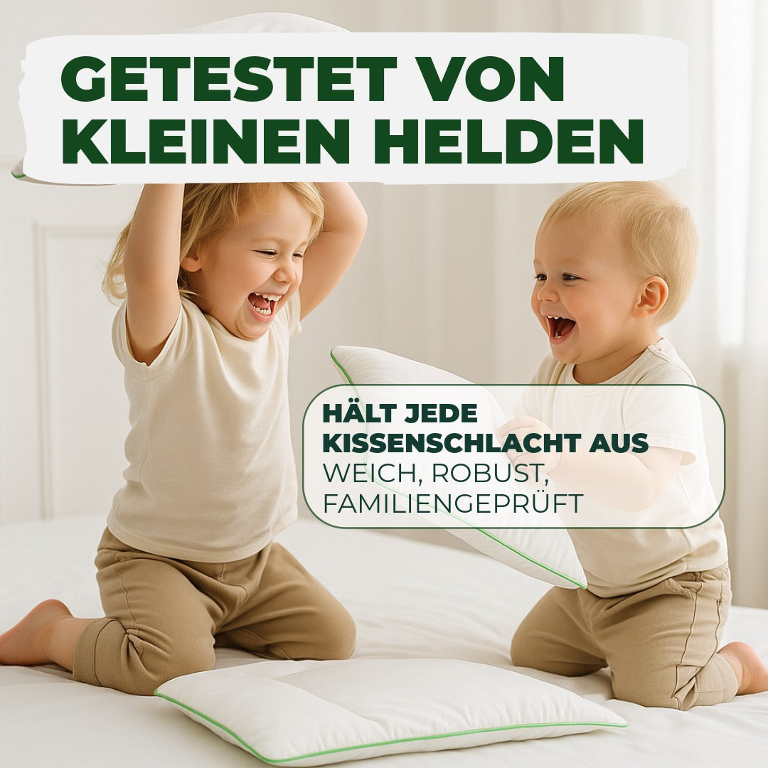 Flaches Kinderkissen mit 100% Baumwollbezug