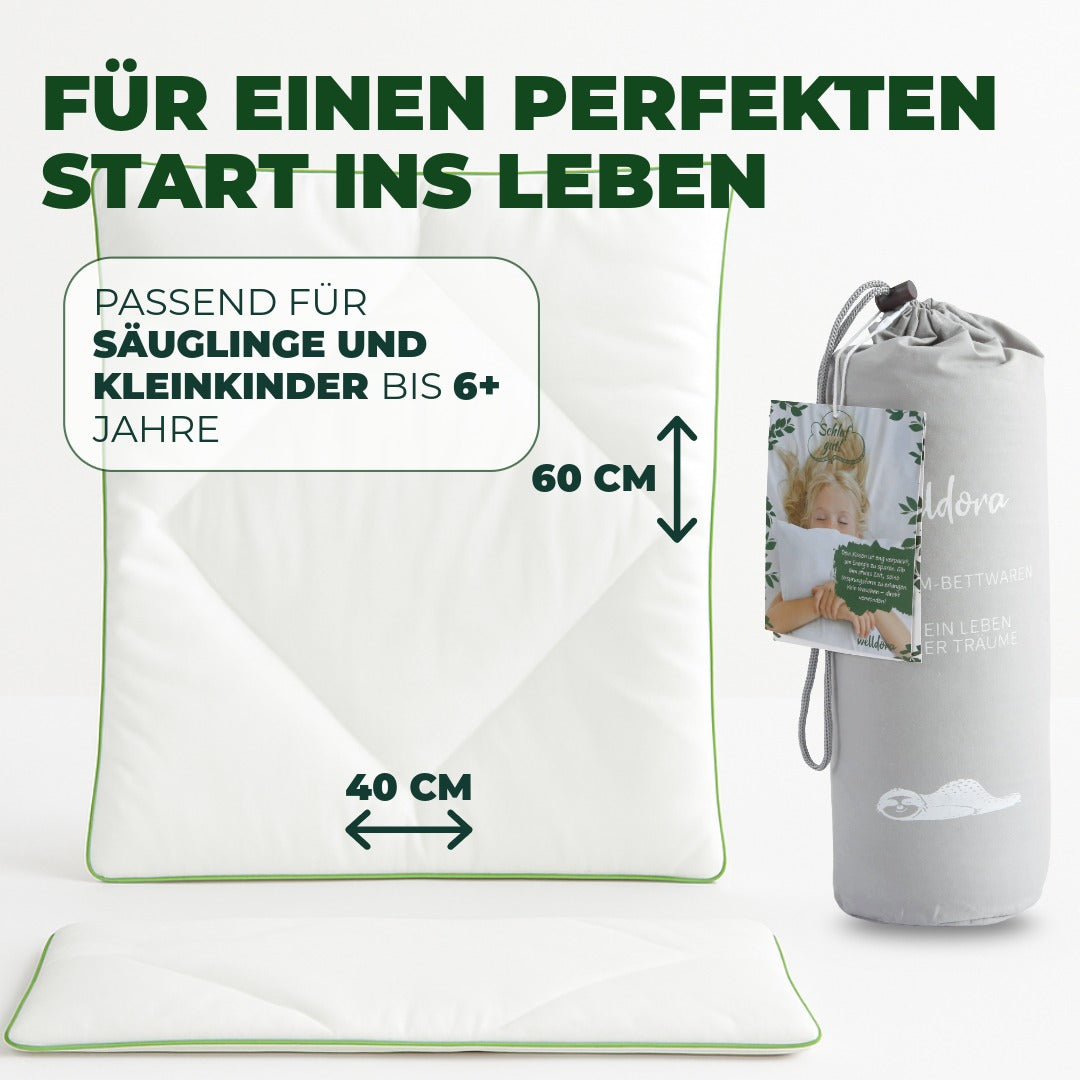 Flaches Kinderkissen mit 100% Baumwollbezug