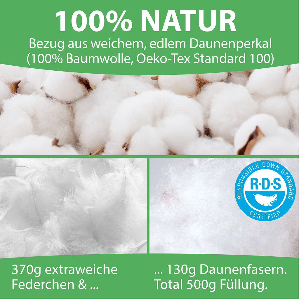 Welldora OmniDream 3-Kammer Premium Kopfkissen mit Daunen.
