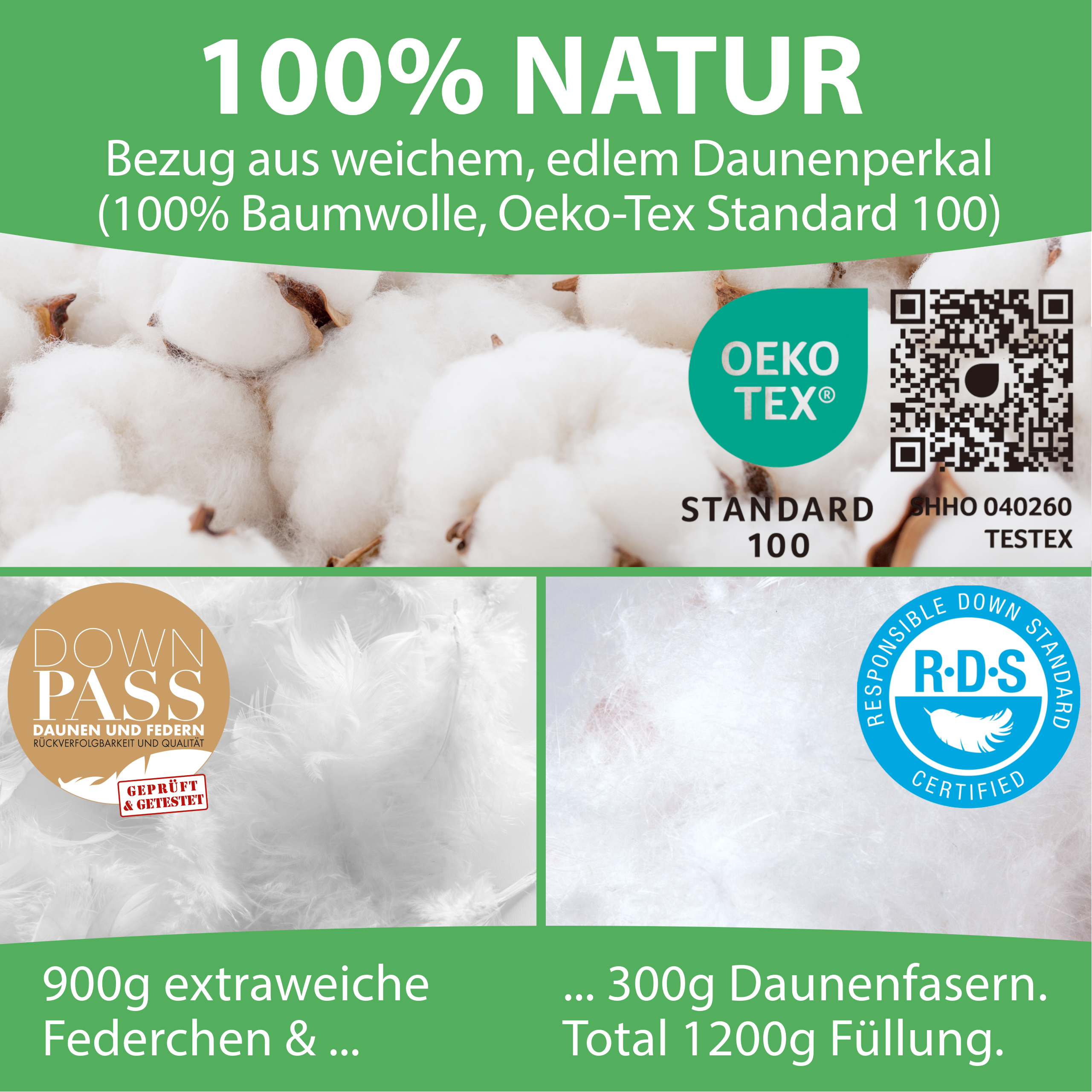 Welldora Puffwolken Premium Kopfkissen mit Daunen.