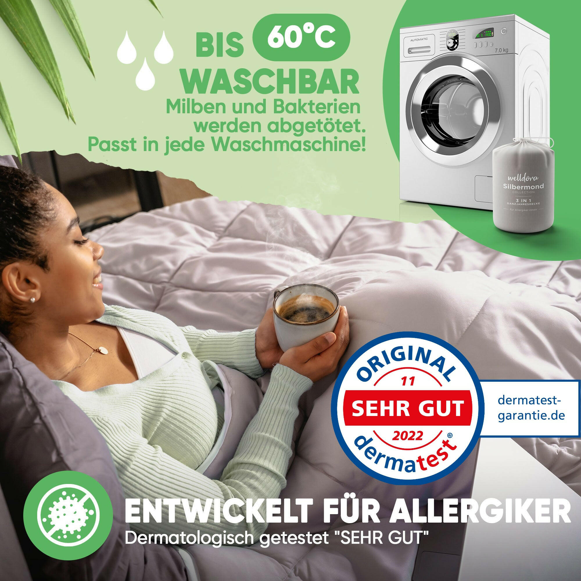 Welldora OPTICLIMA Allergiker Bettdecke einteilig ganzjährig.