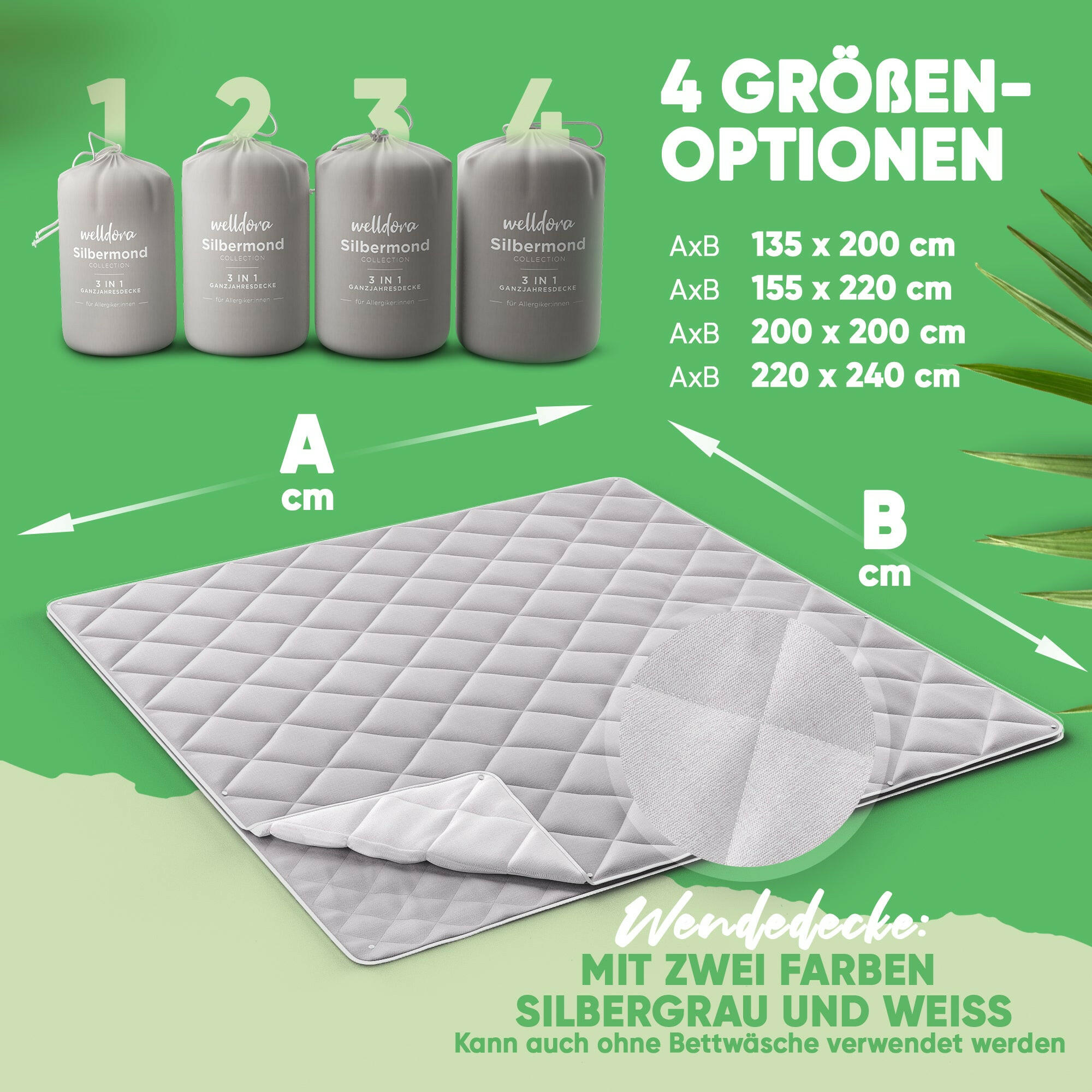 Welldora OPTICLIMA Allergiker Bettdecke zweiteilig Vierjahreszeiten.