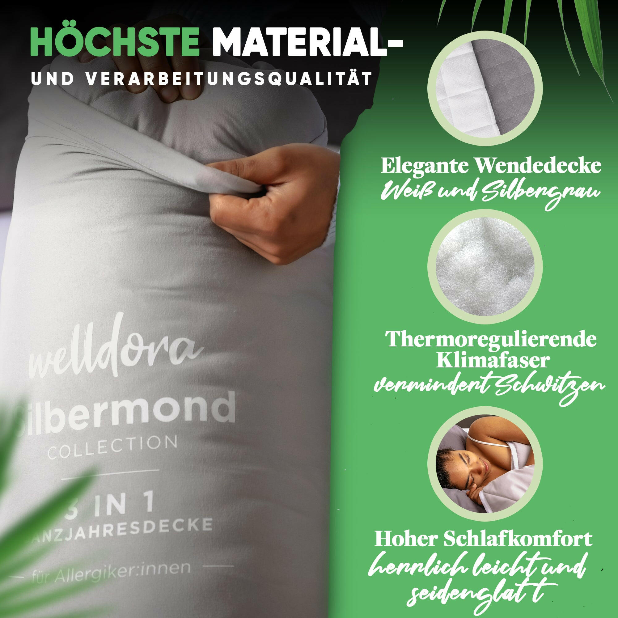 Welldora OPTICLIMA Allergiker Bettdecke zweiteilig Vierjahreszeiten.