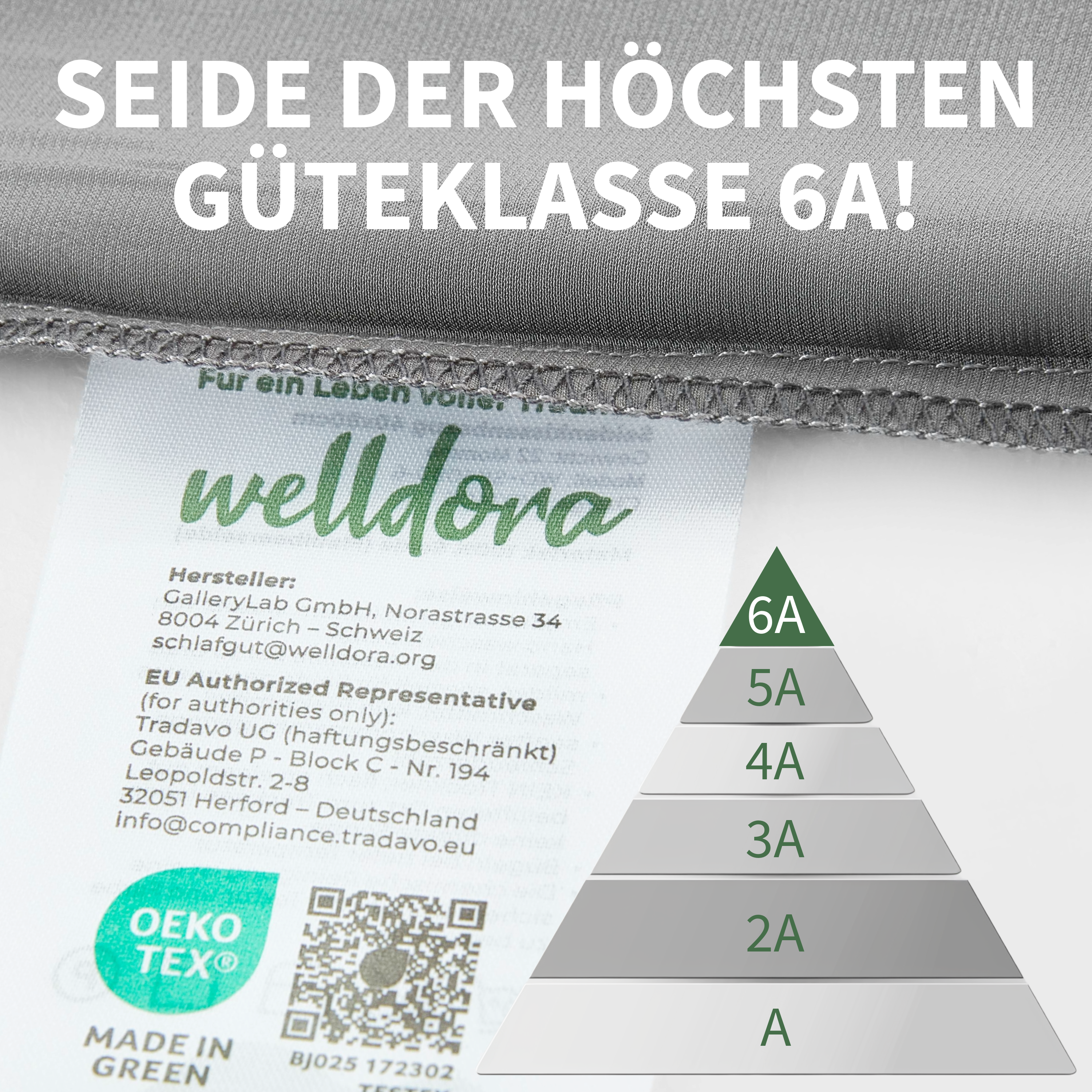 Welldora Premium Kissenbezug aus 100% Seide.