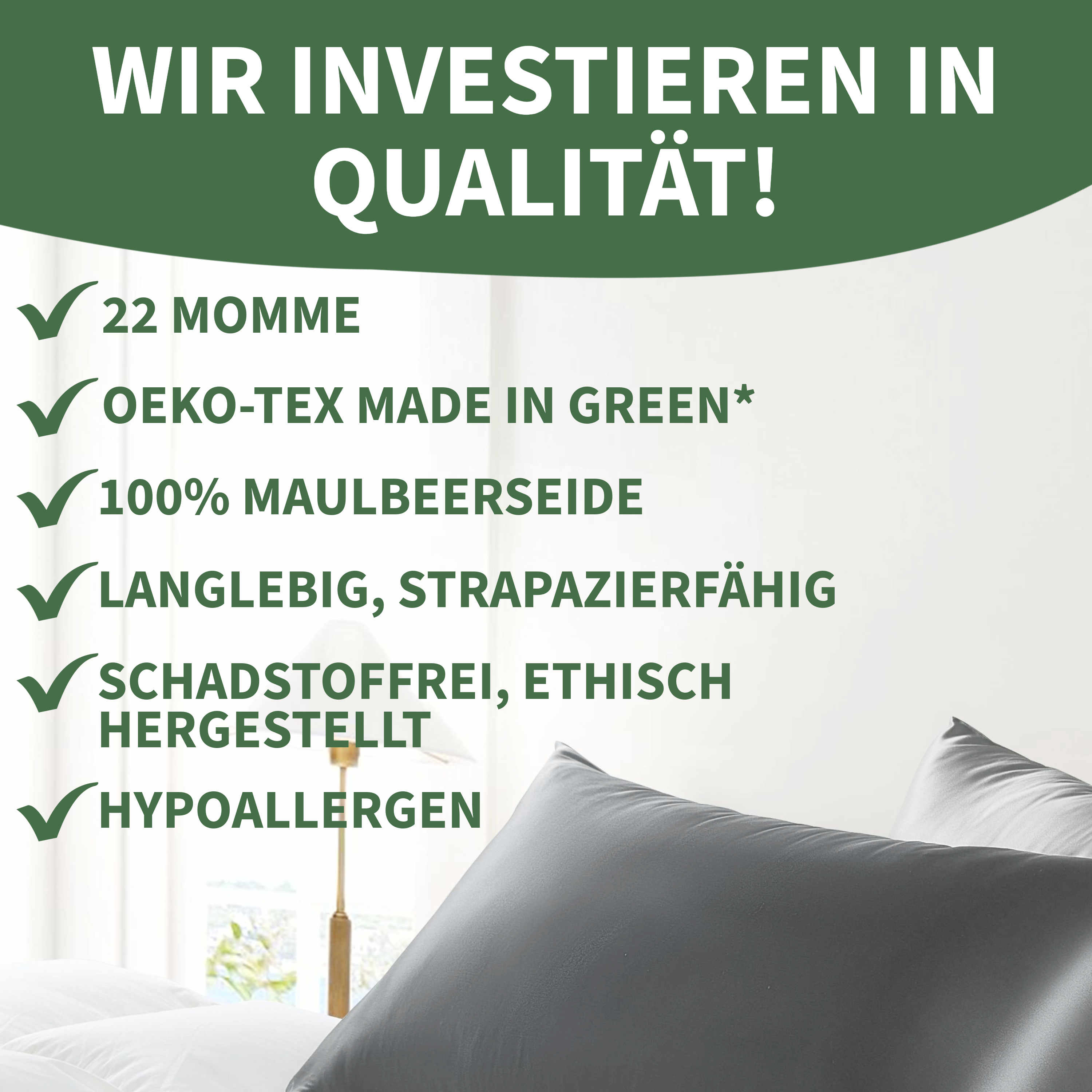 Welldora Premium Kissenbezug aus 100% Seide.