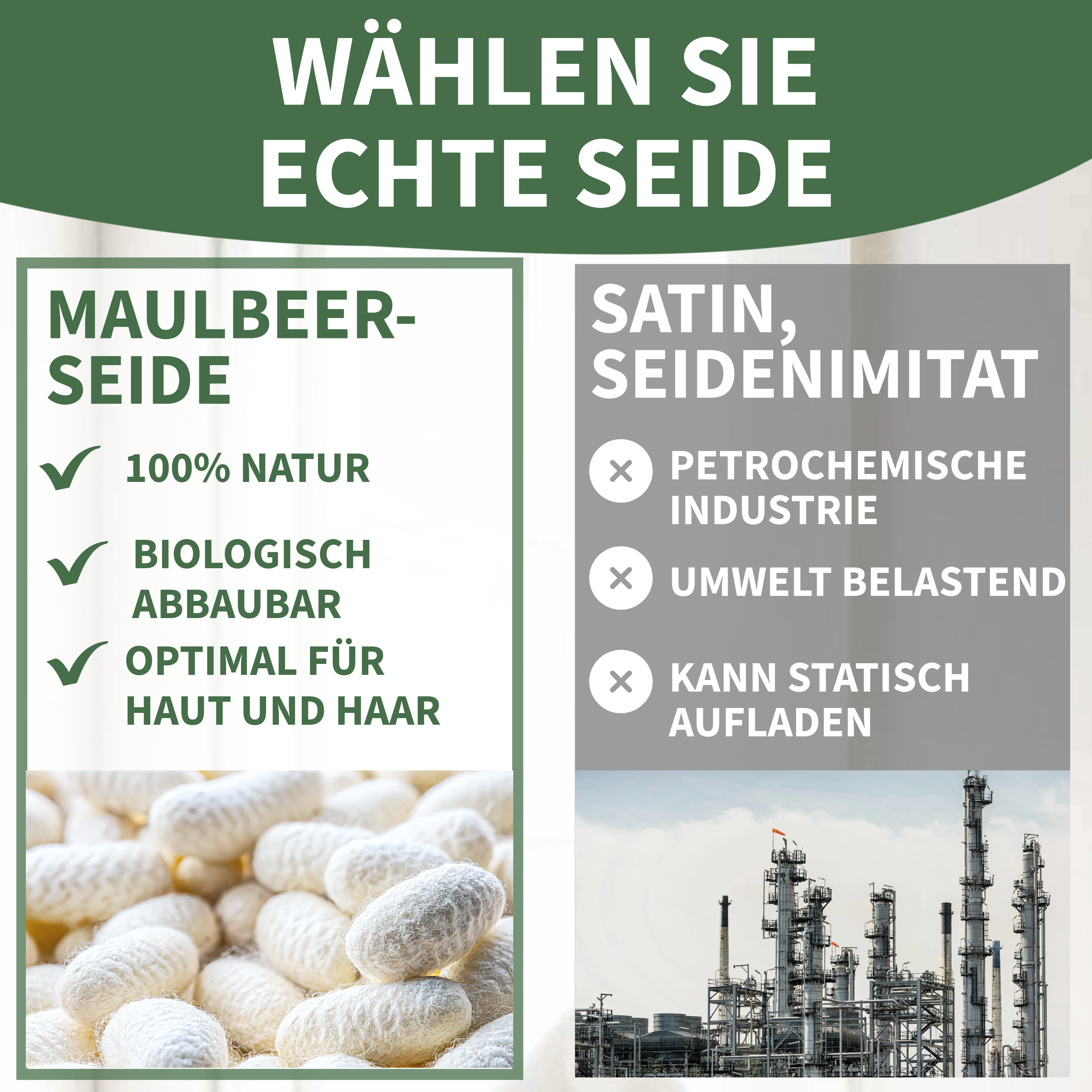Welldora Premium Kissenbezug aus 100% Seide.