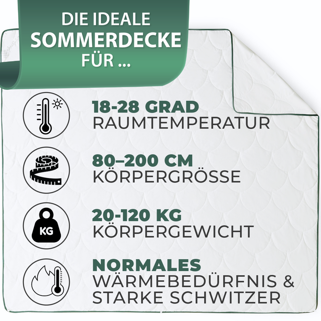 Welldora Sommerdecke aus Wildseide kühlend.