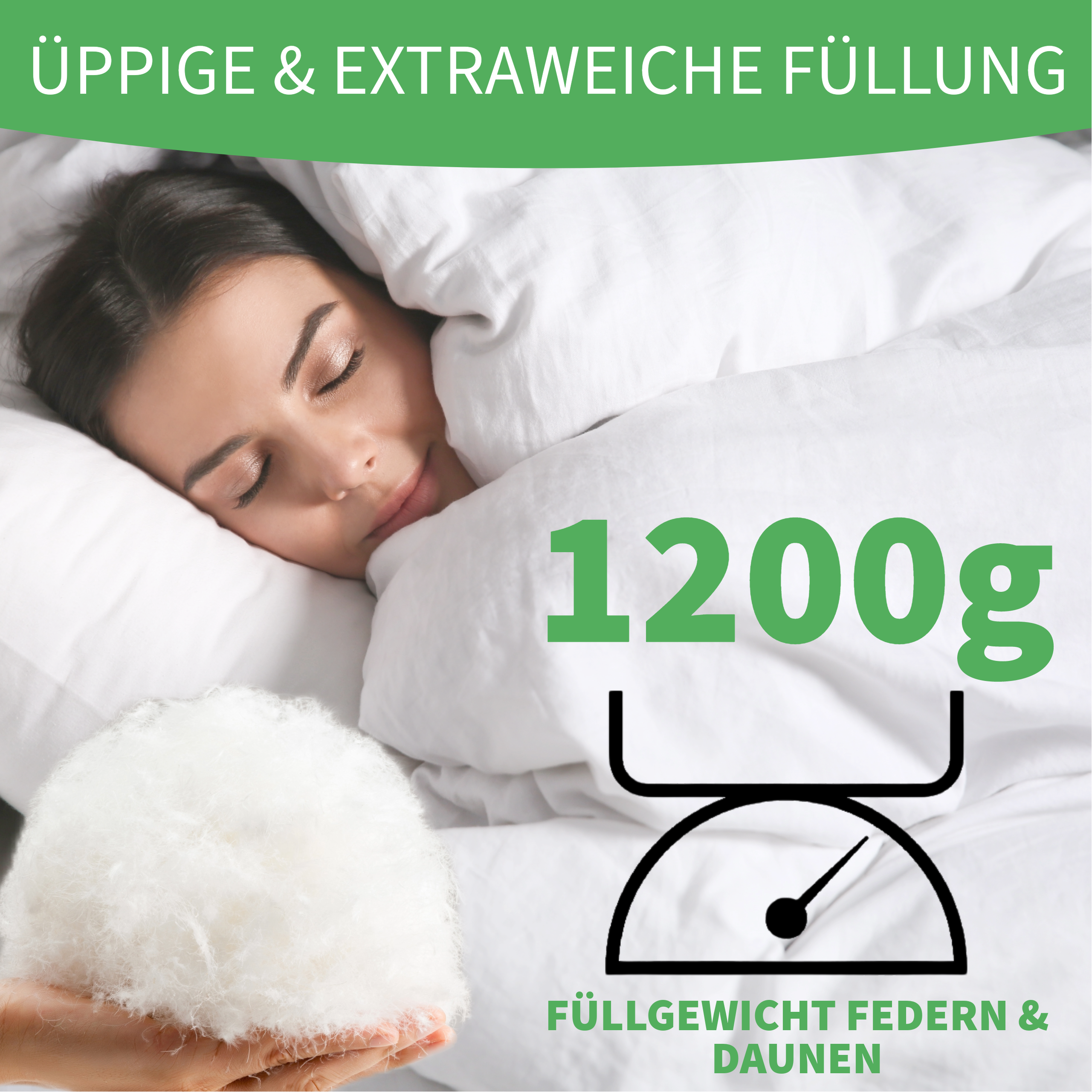 Welldora Komfort Bettdecke bauschig ganzjährig mit Daunen- & Federn.
