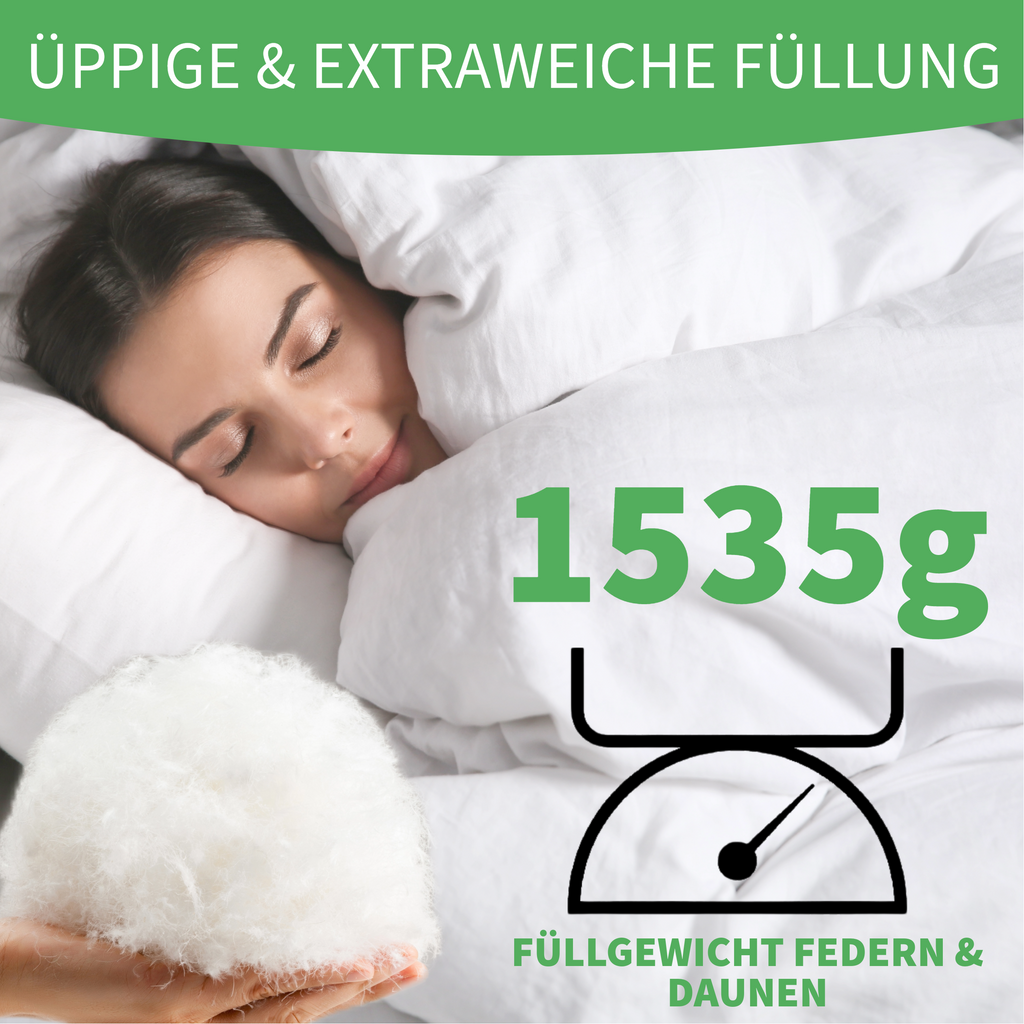 Welldora Komfort Bettdecke bauschig ganzjährig mit Daunen- & Federn.
