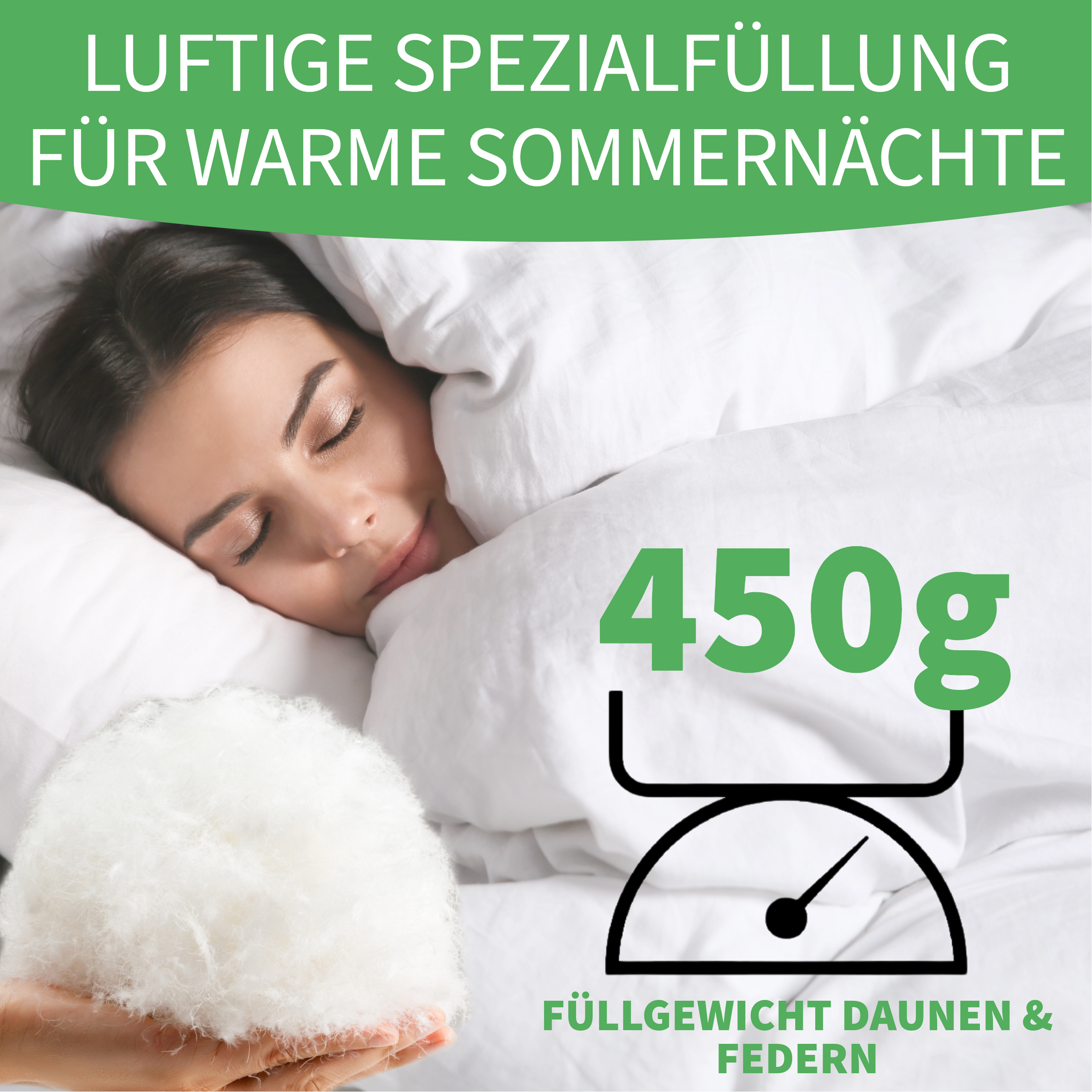 Welldora Komfort Bettdecke Sommer mit Daunen & Federn.