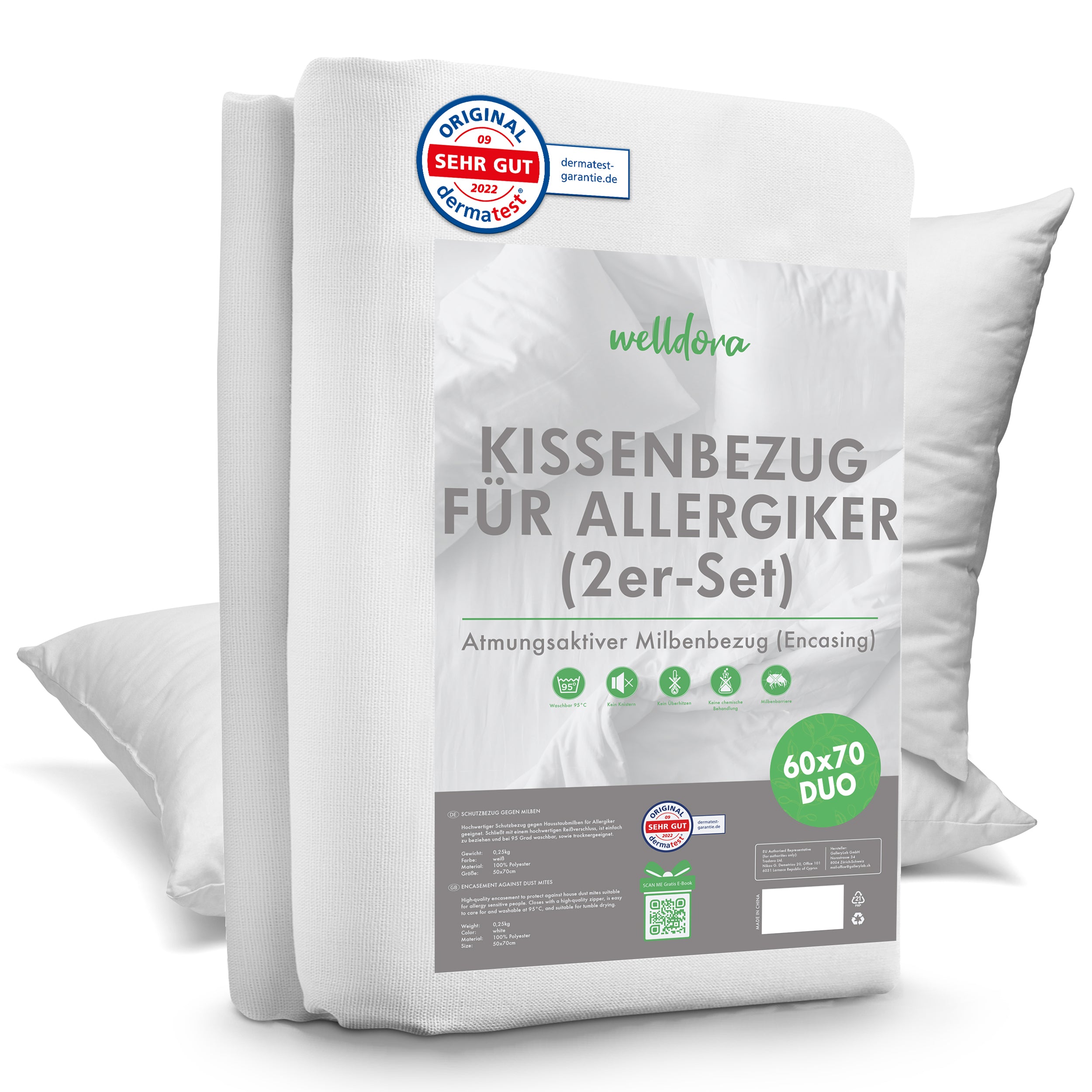 Premium Milbenbezug für Kissen 2-teilig encasing